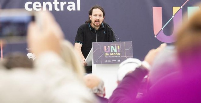 Pablo Iglesias, secretario general de Podemos, durante un mitin en la Universidad de Otoño del partido / Daniel Gago - Podemos