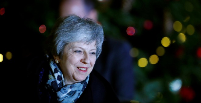 La primera ministra británica, Theresa May, a su llegada a Downing Street. - REUTERS