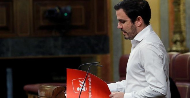 El líder de Izquierda Unida, Alberto Garzón, en el Congreso / EFE