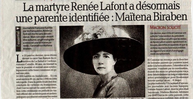 Artículo publicado en Francia sobre Renèe Lafont