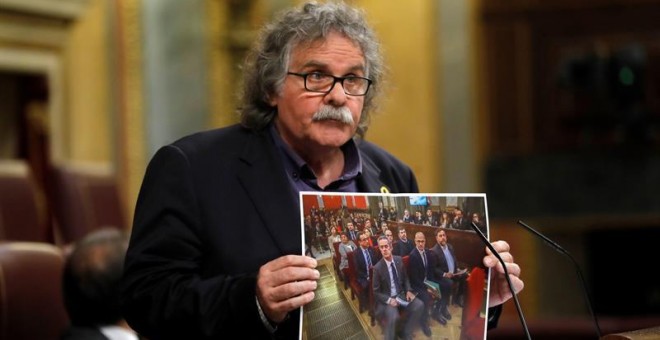 Joan Tardà, portavoz de ERC, durante el debate de los Presupuestos de 2019 en el Congreso / EFE