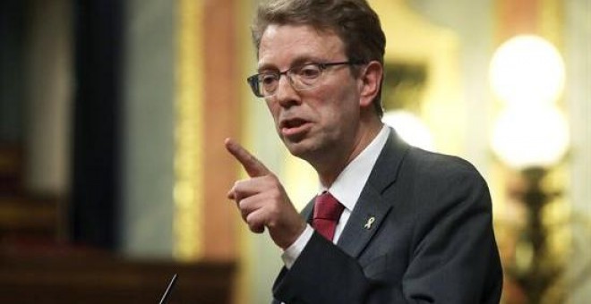 El diputado del PDeCAT, Ferrán Bel, interviene en el debate de totalidad de los presupuestos este martes en el pleno del Congreso. EFE/Kiko Huesca