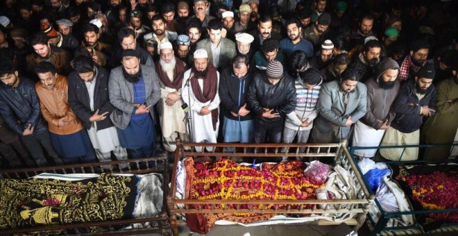 Funeral de la familia de Umair Khalil el 20 de enero de 2019 | AFP