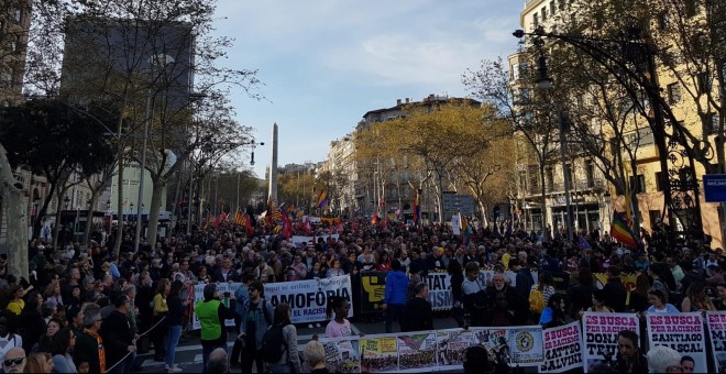 Panoràmica de la manifestació contra l'extrema dreta. CÈLIA MUNS