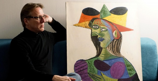 El cuadro 'Busto de mujer', del artista español Pablo Picasso, robado hace veinte años del yate de un jeque árabe y que fue localizado en Ámsterdam. / EFE - TETTEROO