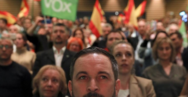 El líder de Vox, Santiago Abascal, en un acto en Toledo previo al arranque de la campaña electoral para el 28-A. REUTERS/Sergio Perez