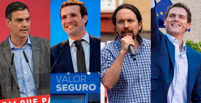 Los candidatos a la presidencia del Gobierno por PSOE, PP, Unidas Podemos y Ciudadanos.- RTVE