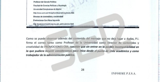 Página de la versión del informe PISA que publicó La Ser.