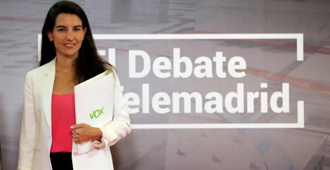 19/05/2019 - La candidata de Vox a la Presidencia de la Comunidad de Madrid, Rocío Monasterio, posa momentos antes de participar en el debate televisivo celebrado en Telemadrid | EFE/ Juanjo Martín