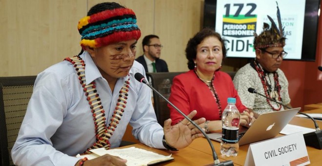 Nelton Yankur, presidente del Pueblo Achuar del Pastaza-FENAP, Loreto (Perú)/ Comunicación CIDH.