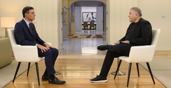 El presidente del Gobierno en funciones, Pedro Sánchez, durante la entrevista para La Sexta. POOL MONCLOA/Borja Puig de la Bellacasa