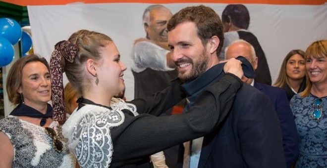 Pablo Casado, en las Fiestas de la Vendimia de Logroño. / EFE