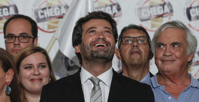 El líder de Chega,André Ventura, en la celebración de los resultados. EFE/EPA/ANTONIO COTRIM
