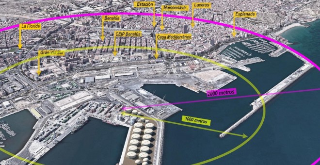 Plano del puerto de Alicante. / Plataforma por un Puerto Sostenible