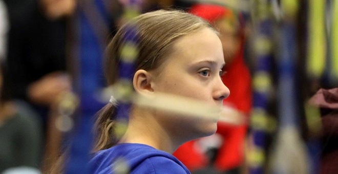 08/10/2019 - La joven activista sueca Greta Thunberg durante un acto en la reserva india de Standing Rock, Dakota del Norte. / REUTERS - JIM URQUHART