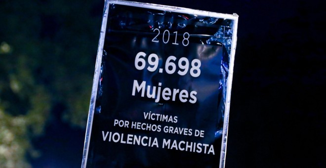25/11/2019- Un cartel durante la manifestación en Madrid con motivo del Día Internacional para la Eliminación de la Violencia contra las Mujeres. / EUROPA PRESS