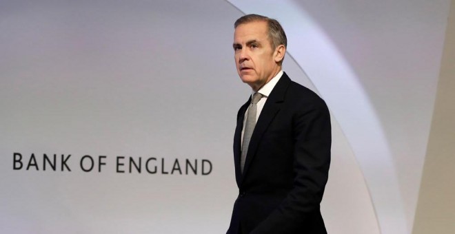 El gobernador del Banco de Inglaterra, Mark Carney, en una comparecencia en la sede de la entidad, en Londres. REUTERS