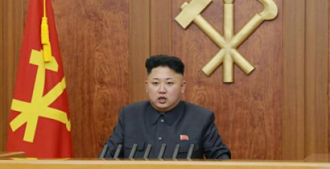 Kim Jong-un durante su discurso de Año Nuevo.