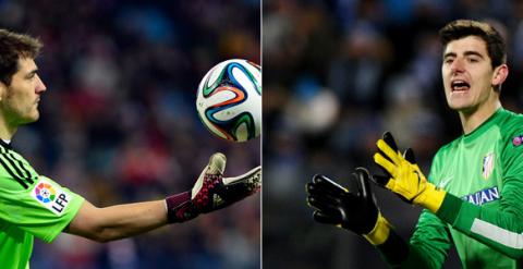 Casillas y Courtois, durante dos partidos de esta temporada. GERARD JULIEN / OLGA MALTSEVA / AFP