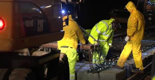 Ana Pastor visita de madrugada las obras del corredor ferroviario mediterráneo