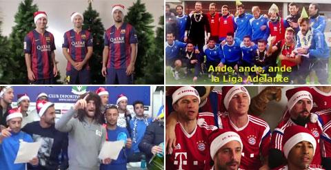 Montaje con varias felicitaciones navideñas de clubes de fútbol.