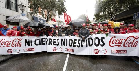 Manifestación de trabajadores de Coca-Cola en Madrid. EFE