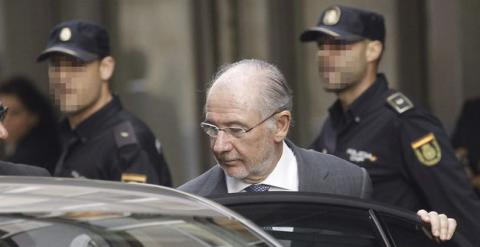 Rato, tras declarar ante el juez por el agujero de Bankia.