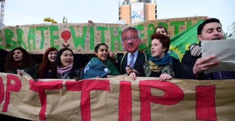 Protesta contra Juncker y el TTIP, diciembre de 2014, Bruselas. Agencias