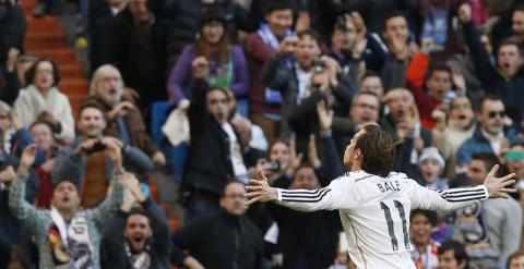 Bale celebra el segundo gol. EFE/Juan Carlos Hidalgo