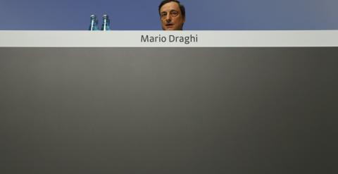 El presidente del BCE, Mario Draghi, en una de sus ruedas de prensa mensuales. REUTERS
