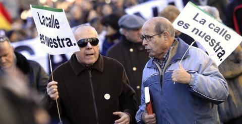 Manifestación contra la 'ley mordaza' entre la Puerta del Sol y el Congreso de los Diputados. EFE/Víctor Lerena