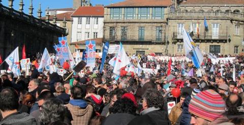 Imagen de la manifestación, este domingo, en Santiago. EP