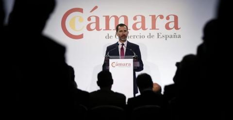 El rey Felipe VI , durante su intervención en la de presentación oficial de la nueva Cámara de Comercio de España./ EFE