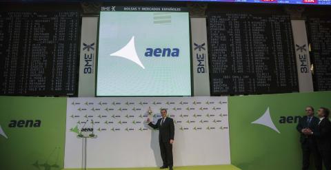 El presidente de Aena, Jose Manuel Vargas Gomez, en el acto de comienzo de cotización en bolsa de la empresa de aeropuertos. REUTERS/Andrea Comas