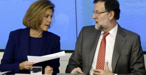 María Dolores de Cospedal y Mariano Rajoy, durante el comité nacional del PP, este lunes. /EFE