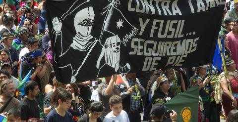 Protesta del pueblo mapuche en Santiago de Chile, octubre de 2014. - AFP