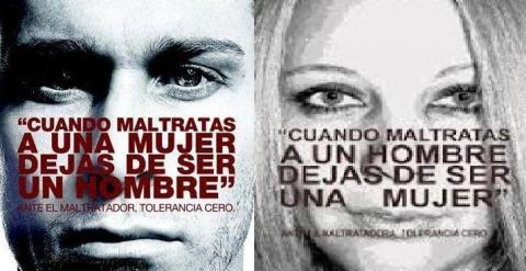 Cartel difundido ayer por la Guardia Civil en Twitter equiparando la violencia de género con la violencia de mujeres contra hombres, además, con un cartel falso.