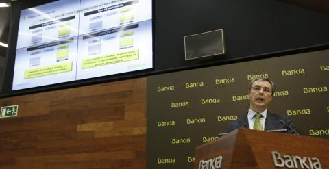 El consejero delegado de Bankia, José Sevilla, durante la presentación de los resultados de la entidad en el primer trimestre de 2014. EFE/Juan Carlos Hidalgo