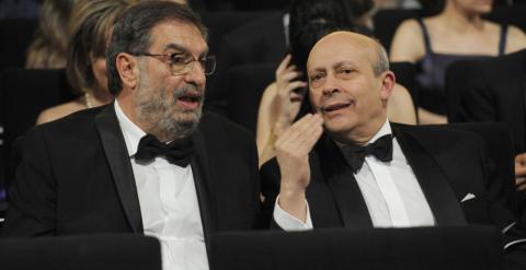 El ministro de Cultura, José Ignacio Wert, en la última gala de los premios Goya, con el entonces presidente de la Academia de Cine, Enrique González Macho. EFE