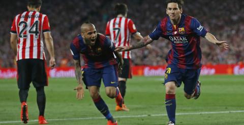 Messi celebra su gol ante el Athletic en la final de Copa. /EFE