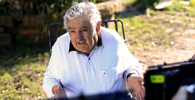 Rodaje con Mujica, ex presidente de Uruguay.