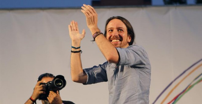 Pablo Iglesias, durante el acto. EFE/Víctor Lerena