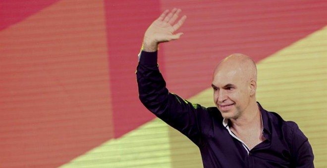 Horacio Rodríguez Larreta, candidato al gobierno porteño por la conservadora Propuesta Republicana (Pro) celebra su victoria.- DAVID FERNÁNDEZ (EFE)