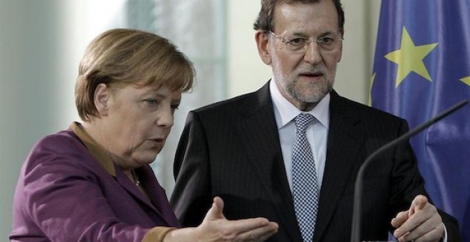 Merkel, canciller alemana, y Rajoy.