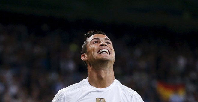 Cristiano celebra su segundo gol al Shakhtar. REUTERS/Juan Medina