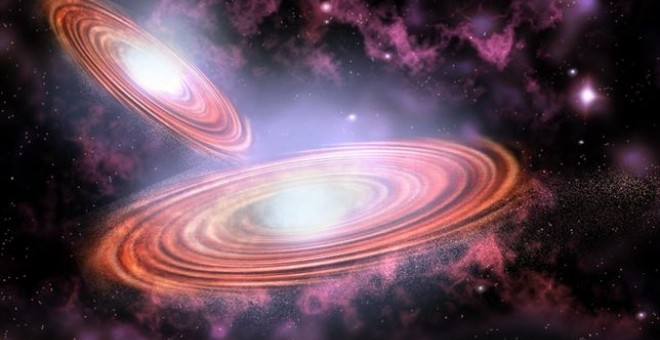 Observan dos agujeros negros orbitando casi juntos. /COLUMBIA UNIVERSITY