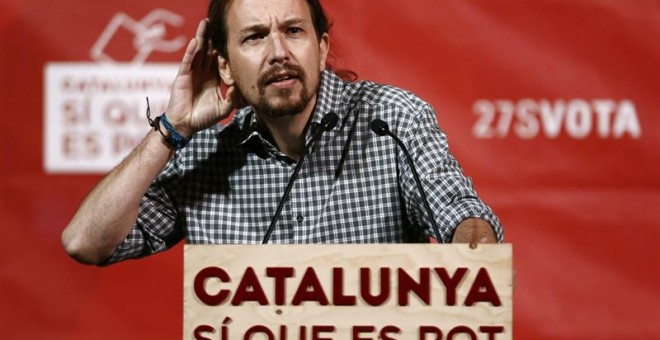 Pablo Iglesias, durante el acto. EFE/Jesús Diges