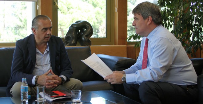 Miguel Cardenal y José Luis Sáez esta mañana en la sede del CSD.