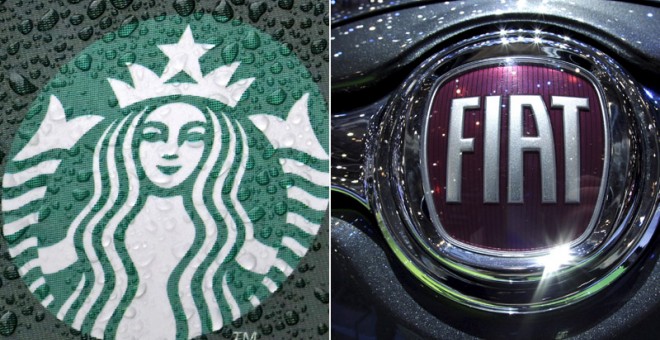 Logos de Starbucks y Fiat.  REUTERS