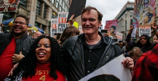 Quentin Tarantino durante la protesta.- EUROPA PRESS